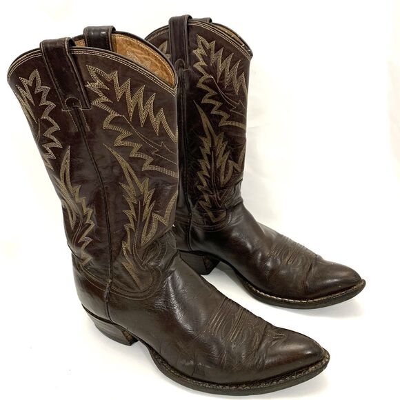 Vintage JUSTIN Brown Leather Boots Made In Texas Size 8.5 D main image 4